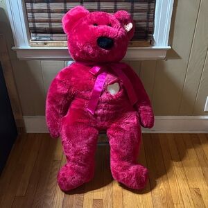 TY Jumbo Valentina Plush Red Teddy Bear with Ribbon